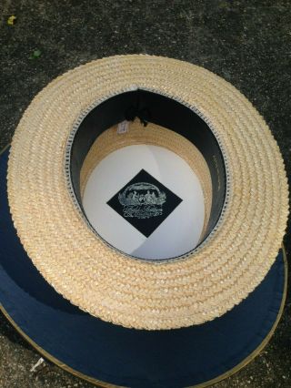 Vtg Brooks Brothers Straw Boater Skimmer Gatsby Hat Sz 7 1/8 - Made in Italy 4