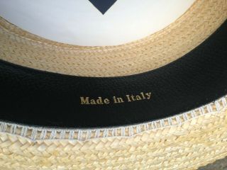 Vtg Brooks Brothers Straw Boater Skimmer Gatsby Hat Sz 7 1/8 - Made in Italy 5
