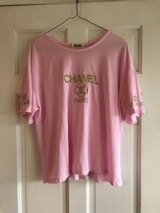 Authentic Vintage Chanel Pink T - Shirt Top