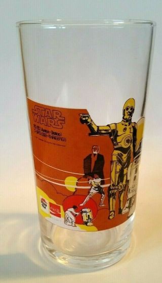 1977 Vintage Star Wars C - 3PO & R2 - D2 Glass,  PIZZA HUT Coca Cola,  Cond. 2