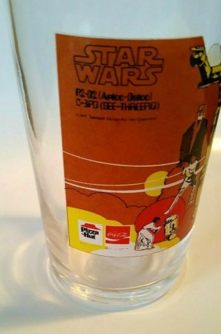1977 Vintage Star Wars C - 3PO & R2 - D2 Glass,  PIZZA HUT Coca Cola,  Cond. 3