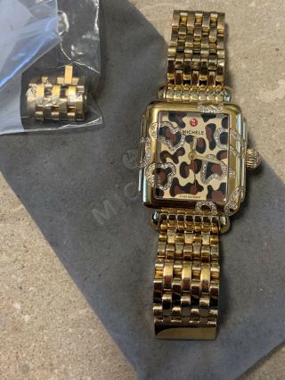 Diamond Michele Deco Day Mww06p000100 Wrist Watch For Women (rare Leopard Print)