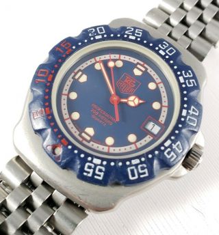 Vintage Mens Tag Heuer F1 Formula 1 Professional Quartz Watch Blue & Red 370.  513