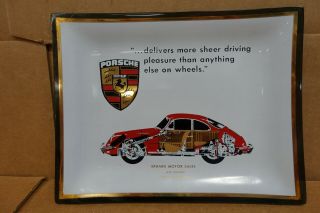 Vintage 1960s Porsche 356 Dealer Advertising Ashtray Plate -