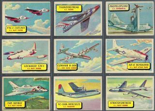 Rare - 1957 Topps Planes Blue Backs Trading Cards Complete Set Of 120 - Ex