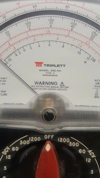 Vintage Triplett Model 630 - NA Type 4 Suspension Multimeter w/ Case and Leads 3