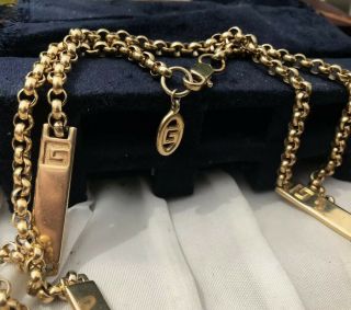 VINTAGE 1970s DESIGNER GIVENCHY LONG YELLOW GOLD BAR NECKLACE CHAIN 35 INCH 4