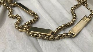 VINTAGE 1970s DESIGNER GIVENCHY LONG YELLOW GOLD BAR NECKLACE CHAIN 35 INCH 6
