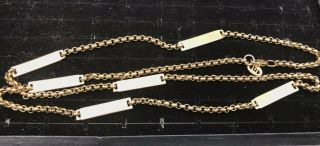 VINTAGE 1970s DESIGNER GIVENCHY LONG YELLOW GOLD BAR NECKLACE CHAIN 35 INCH 8