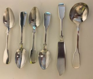 International 5 Spoons And Master Butter Knife,  Sterling Indian Head Hallmark