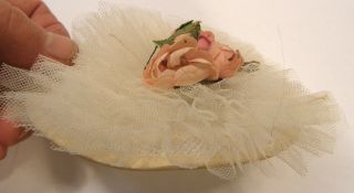 VINTAGE 1950 ' S TULLE & FLOWER HAT FOR MADAME ALEXANDER CISSY DOLL OR MISS REVLON 4