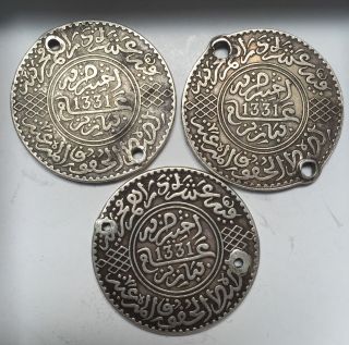 Ah 1331 - 1912 - 3 Silver Moroccan Coin Ethnic Tribal
