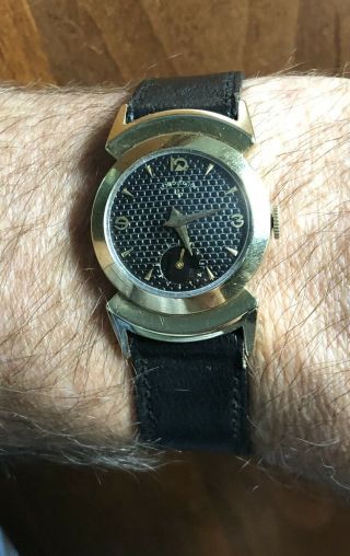 Vintage Elgin Black Knight 14K Gold Filled Watch 22J Cal 680 Runs Cone Crystal 4