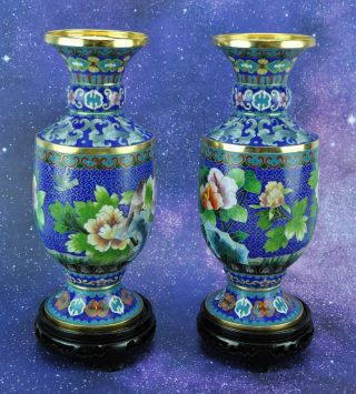 Chinese Vintage Cloisonné Vases With Stands,  In (bi Mk/190731)