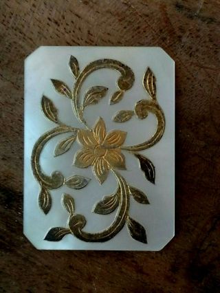 Rare 18thC Ching Dynasty silver gold inlay mother of pearl Chinese games counter 6