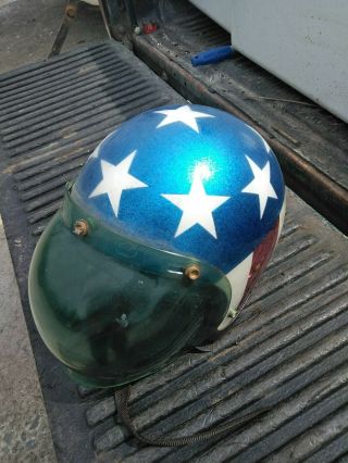 Vintage Stars & Stripes Motorcycle Helmet - Easy Rider With Bubble Shield Lsi