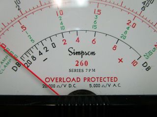 Simpson Model 260 Series 7 PM Volt Ohm Test Meter Multimeter Calibrated in 2013 3