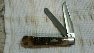 Vintage Case 5 Dot 1985 Razors Edge Trapper Knife 6254 Antique Green Bone