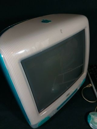 Vintage Apple iMac G3 M5521 1999 Blueberry Blue Mac OS X Complete System 2