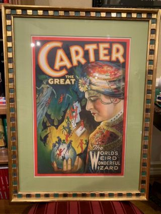 Vintage Stone Litography Window Card Carter The Great,  Framed