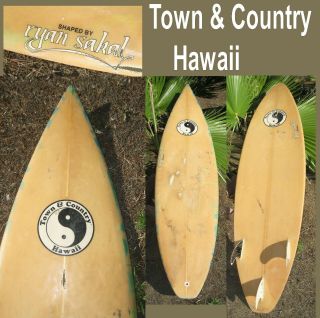 Town & Country Surf Surfboard Lite Surfboard 3 Fin Hawaii Vintage