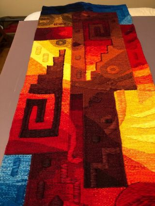 Vintage Woven Alpaca Wool Rug Peru Tapestry Wall Hanging Home Decor 20x 53