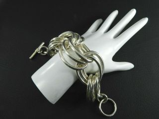 Vintage Solid 925 Sterling Silver Bracelet Loop Chain Link Modernist Jewelry 8 "