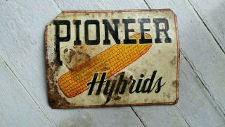 Authentic Vintage Pioneer Hybrids Corn Seed Feed Advertising Tin Sign