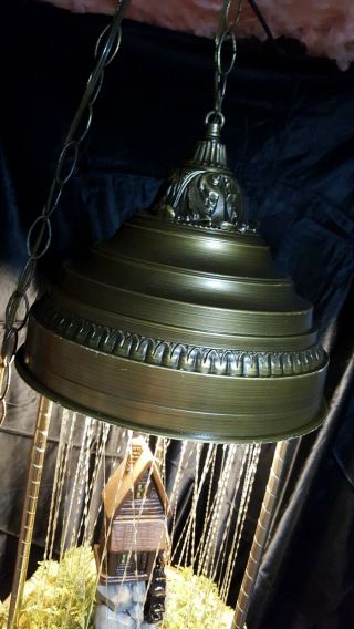 Vintage mid century Old Grist Mill oil rain motion hanging lamp - 2