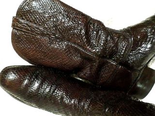 Lucchese Vtg Men Preown Top Quality Full Snake Skin Western Boots - Dk Brwn - Sz 9.  5