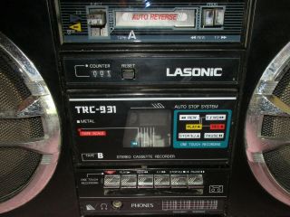 Vintage Lasonic TRC931 Radio Headphone Jack Dual Cassette Boombox 4