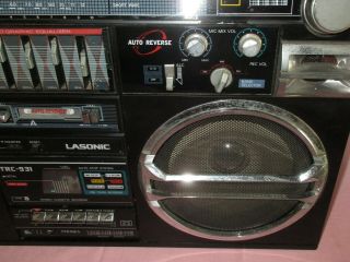 Vintage Lasonic TRC931 Radio Headphone Jack Dual Cassette Boombox 5