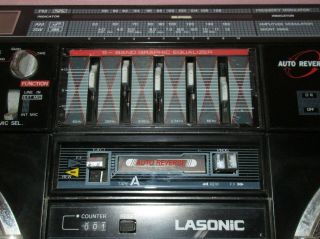 Vintage Lasonic TRC931 Radio Headphone Jack Dual Cassette Boombox 7