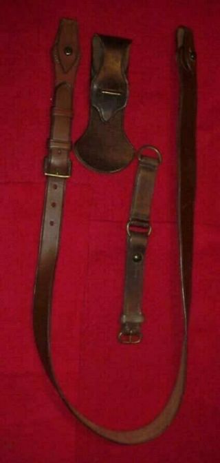Vintage Ww2 Wwii Us Army Officer Sam Browne Belt Strap Sword Hanger Set