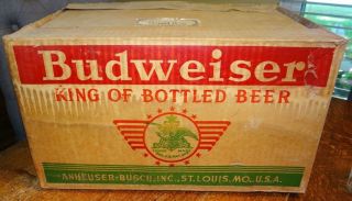 1938 Vtg Budweiser Anheuser Busch St Louis Art Deco Cardboard Beer Crate Box