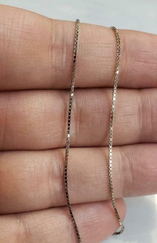14k White Solid Gold Box Chain Necklace 18 " 2.  2 Grams Cs - 3087