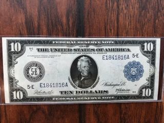 1914 Rare Blue Seal Federal Reserve Notes $10 Richmond Burke Mcadoo