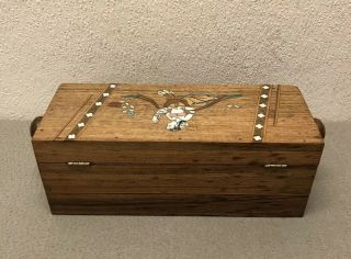 Rare Vintage Wooden Bangle Storage Box With Bone Inlay Indian Design Hand Made 6