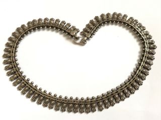 Antique Vintage Silver Choker Book Chain Necklace.  Length 16” Weight 56 Grams