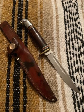 Vintage 1960’s Western Usa L48a Fish/small Game Bowie Hunting Knife W/sheath