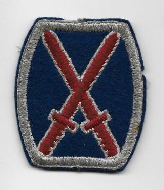 Ww2 10th Mountain Division Patch - Embroidered On Blue Felt - Us Army