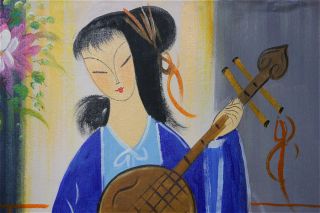 Chinese Oil Painting By Lin Fengmian 林风眠 仕女油画 5