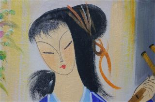 Chinese Oil Painting By Lin Fengmian 林风眠 仕女油画 6