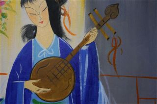 Chinese Oil Painting By Lin Fengmian 林风眠 仕女油画 7