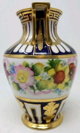 Vintage Hand Painted Nippon Vase - Cobat,  Gold and Large Flowers 3