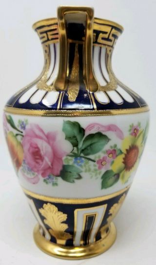 Vintage Hand Painted Nippon Vase - Cobat,  Gold and Large Flowers 4
