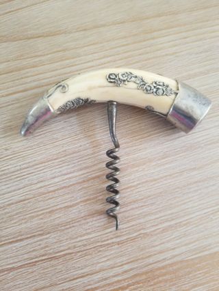 Vintage Sterling Silver Horn Corkscrew