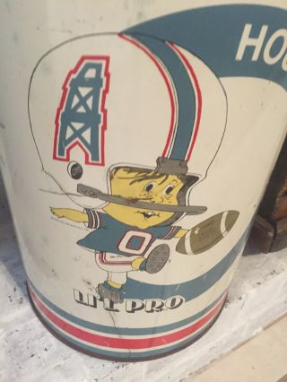 Vintage 1970’s Metal Houston Oilers Trash Can Li’L Pro Waste Basket P&K Products 6