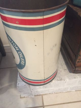 Vintage 1970’s Metal Houston Oilers Trash Can Li’L Pro Waste Basket P&K Products 7