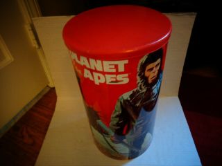 Vintage Planet Of The Apes Metal Trash Can With Lid C.  1967